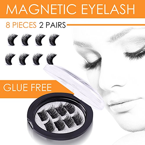 8x Magnetic Eyelashes [No Glue] Premium Magnet Quality False Eyelashes Set for Natural Look - Best Fake Lashes Extensions One Two Cosmetics 3D Reusable