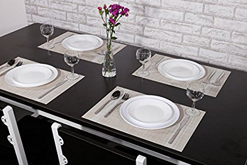 Placemats Set of 4, PVC Placemat Non-slip Insulation Placemat Washable Table Mats (White)