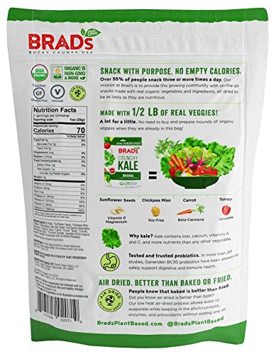 Brad's Plant Based Organic Crunchy Kale, Original, 12 Count