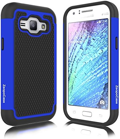 Galaxy J1 Case, Samsung J100 Case, ZeopoCase Hybrid Armor Hrad and Soft Dual Layer Defender Protective Case Cover for Samsung Galaxy J1 (2015) / J100) (Blue)