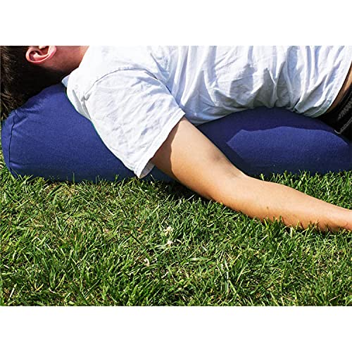 YogaAccessories MAX Support Deluxe Round Cotton Yoga Bolster, Blue