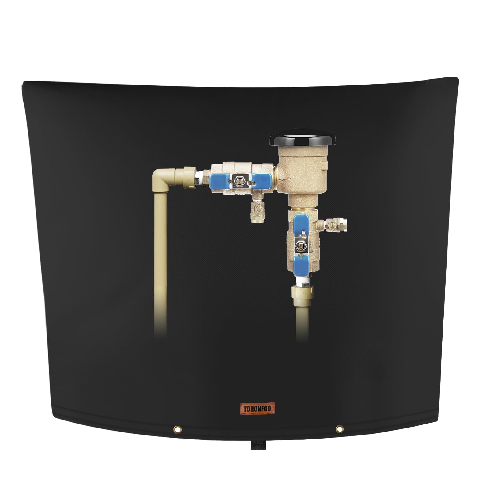 TOHONFOO Backflow Preventer Pipe Insulation Cover (5°F) - Irrigation Sprinkler Valve Insulated Pouch - Water Well Pump Cover - Sturdy 5 Layers for Winter Freeze Protection, 34" W x 24" H, Black Image