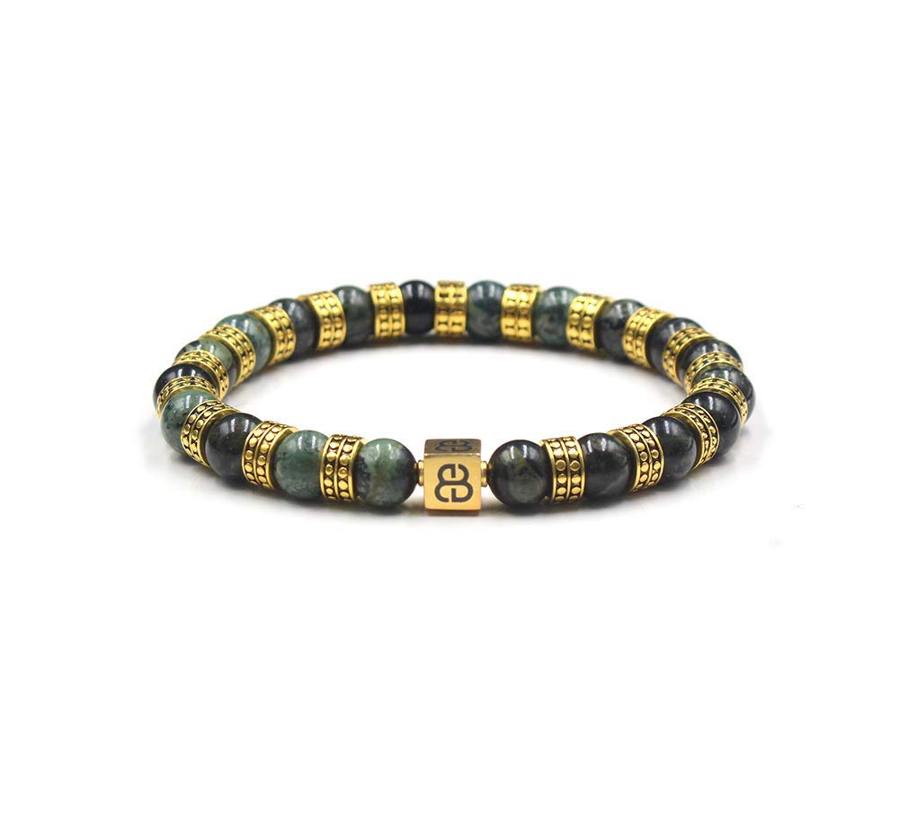 Men's Jade and 22 Karat Gold Bracelet, Men's Jade and Gold
