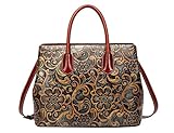Jair Retro Floral Embossed Genuine Leather
