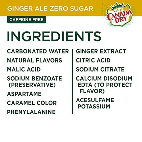 CANADA DRY ZERO SUGAR GINGER ALE SODA, 12 FL OZ CANS, 12 PACK