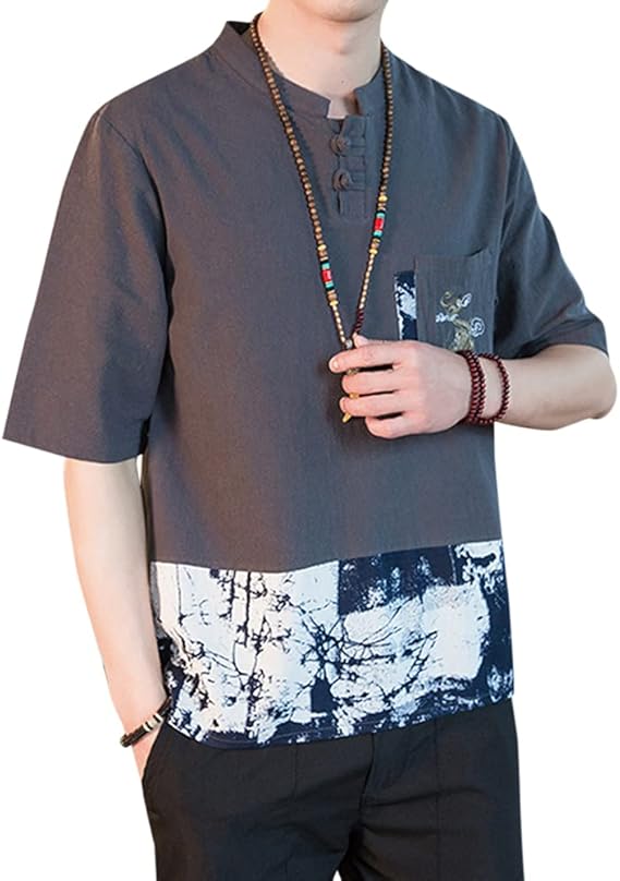 Amazon 夏服 Tシャツ 半袖 メンズ おしゃれ 花柄 刺繡 白シャツ 吸汗 速乾 綿シャツ 軽い 柔らかい 快適 オールシーズン 薄手 カジュアル 大きいサイズ Tシャツ カットソー 通販