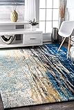 nuLOOM RZBD04A Traditional Vintage Abstract Waterfall Area Rug, 4' x 6', Blue