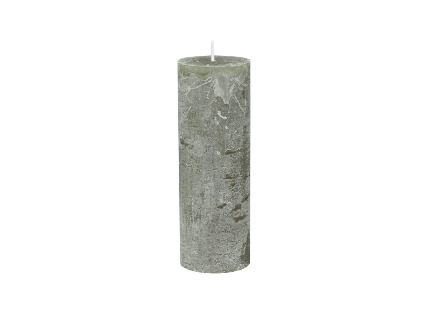 Chic Antique Macon Rustic Pillar Candle 100% Paraffin Long Burning Time (Olive, 15 x 7 cm) — image 1