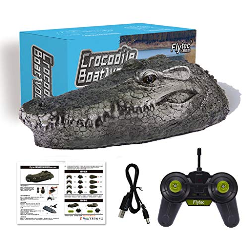 RC Boat for Adults, 2.4G Remote Control Electric Racing Boat for Pools with Simulation Crocodile Head Spoof Toy, Pool Pond Garden Patio Home Decoration, Animal Toys Party Gifts (Green)
