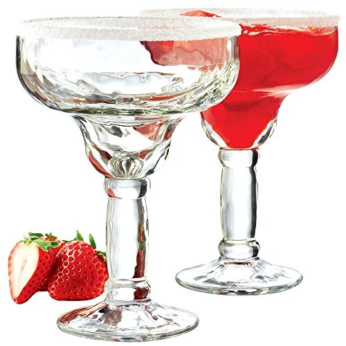 Margarita Glass Yucatan Style 13.5oz. Set of 4-Uniquely Shaped, Thick Stems, An Elegant Appeal! Their Bold Sombrero-Inspired Shape Takes You South-of-the-Border. Sturdy Glasses, A Classic Choice (4)