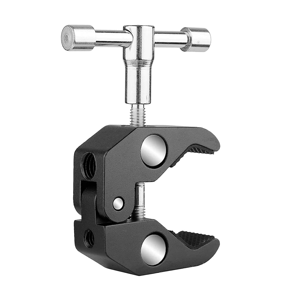 Super Clamp with 1/4 and 3/8 Thread for Cameras, Lights, Umbrellas, Hooks, Shelves, Plate Glass, Cross Bars, LED Lighting Photography Video Audio Accessories