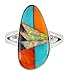 925 Sterling Silver Ring with Genuine Turquoise and Semiprecious Gemstones Sizes 6 to 11 (6)