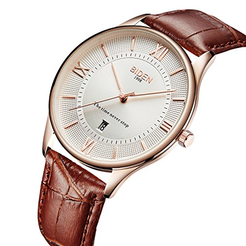 Watches,Mens watches,Mens Business Analogou Casual Watches,Stainless Steel Case Classic Calendar Date Window,Quartz Waterproof Wrist Watch with Leather Band