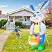 iGeeKid 12 Ft Tall Easter Bunny Inflatables Easter Outdoor Decorations Blow Up LED Lighted Easter Bunny with Eggs and Basket Easter Airblown Decoration Indoor Outdoor Holiday Yard Lawn Decor