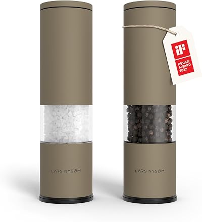 LARS NYSØM Salt and Pepper Grinder Set Stainless Steel Taupe Brown