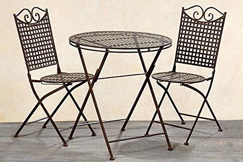 Garten Set Landhaus, ein Tisch und zwei Stühle aus Metall jetzt bestellen