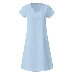 Daily Deals Women's Summer Cotton Linen Dress Loose