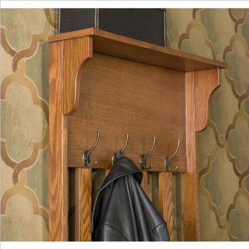 Pemberly Row Hall Tree Entry Bench in Mission Oak LAVORIST