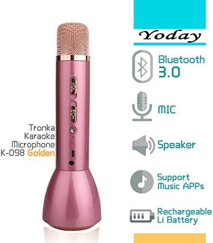 Universal Bluetooth Wireless Speaker/Portable Karaoke Player KTV/With Microphone Handheld Cellphone Mic/Compatible for Apple Iphone Android Smartphone Pc(Rose Golden)