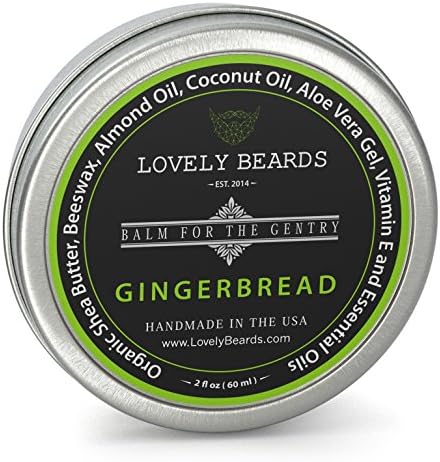 Lovely Beards - 100% Organic & Natural, Unrefined COLD PRESSED Beard Balm, Easy-to-Use -Thickens, Restores & Tames - Gingerbread Scent