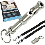 Dog Whistle to Stop Barking with Adjustable High Pitched Frequency from PetVitalix for Obedience, Repellent Effect and Clicker Teaching with Keychain, Necklace, Anti Lost Pet ID Tag, Training Guides