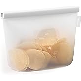 17 oz Reusable Food Storage Bag with Slider Seal – Leakproof Stand-Up Silicone Bag for Sandwich, Snack & Soup, Freezer & Micr