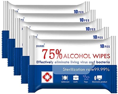 Wet Wipes (5 Packs, 50 Wipes), Disinfectant Wipes Cleaning Wet Wipes for Hand Home House