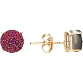 Gempires Gemstone Druzy Stud Earrings for Women 14k Gold Plated Handmade Prong Set Studs Raw Crystal Hypoallergenic Jewelry Minimalist Every Ocassion Gift