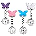 Top Plaza Pack of 4 Womens Girls Butterfly Nurse Fob Clip On Brooch Hanging Pocket Watches Set
