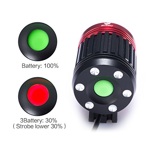 S SUNINESS Bike Lamp Set, Super Bright 5000 Lumens 4 Modes Rechargeable Waterproof Durable Bicycle Front LED Light and Free Taillight with Battery Pack for Road Cycling Safety Flashlight(Red-3LED) - Thumbnail 3