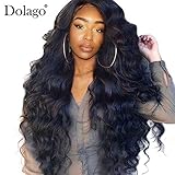Dolago Hair Lace Front Human Hair Wigs Pre Plucked with Baby Hair Body Wave Brazilian Virgin Hair Glueless 250% Density 13x4 Lace Front Wig Natural Black (18inch,body wave)