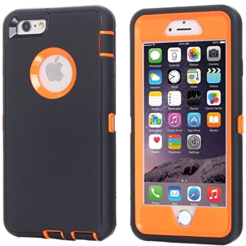 iPhone 7 Case, [HEAVY DUTY] Built-in Screen Protector Tough 4 in1 Rugged Shorkproof Cover [With Kickstand] for Apple iPhone 7 (2016) (Orange/black)