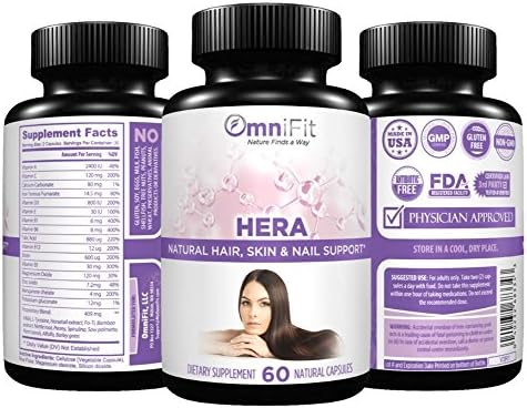100% ALL NATURAL Premium Hair Growth Support - Promotes Thicker Longer Stronger Hair and Nails, with Vitamins for Radiant Healthy Skin - Helps Stop Hair Loss!! - 60 Veggie capsules