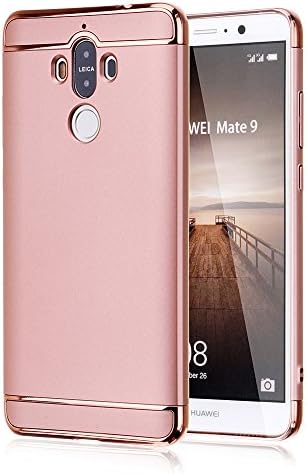 AmberCase Huawei Mate 9 case Slim-Fit 3 in 1 Premium Matte Finish Hard Back Cover Non Slip Surface Plating Metal Texture Skin EXTREME Protection Case Cover For Huawei Mate 9 -Rose Gold