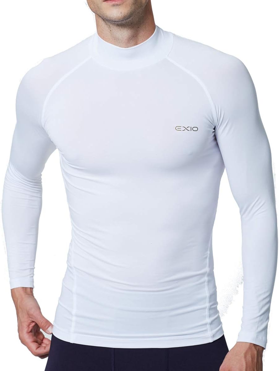 EXIO Mens Mock Compression Baselayer Top Cool Dry Long-Sleeve Shirt EX-T02: Clothing