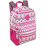 Trailmaker Girls' All Over Printed Backpack 17 Inch With Padded Straps (pink)