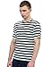 uxcell Men's White and Black Striped Shirt Crewneck Short Sleeve Summer Tee Shirts Black XL US 46