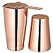 Copper Boston Cocktail Shaker, 4-Piece Set: 18oz & 28oz Weighted Cocktail Shakers, Cocktail Strainer and Double Jigger (0.5oz - 2oz), 18/8 Stainless Steel Cocktail Set with Recipes and Greeting Card