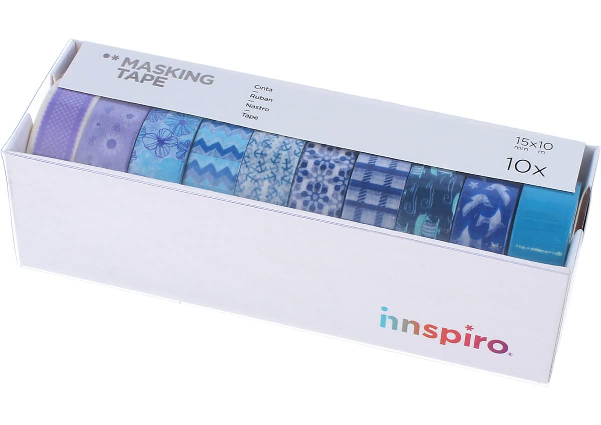 INNSPIRO Set of 10 Masking Tape Washi Ultramarine Series