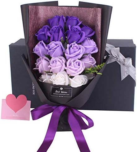 Yougge ソープフラワー ギフト プレゼント 女性 人気 花束 ーギフト手作りギフト 出産内祝い 結婚祝い 結婚記念日 誕生日 母の日 入学 装飾用 石鹸花束 18本 メッセージカード付き