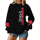 HEBBE Football Sweatshirts For Women Game Day Football Sweatshirt Touchdown Shirt Casual Crewneck Pullover Top