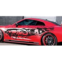 stickalz Angry Dragons Ripped Metal Checkered Flag Racing Drift Tuned Car Vinyl Graphics SUV tr1881