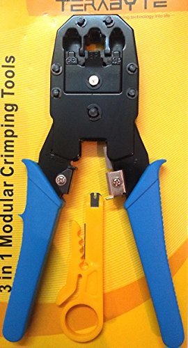 Terabyte 3 in 1 Modular Crimping Tool for RJ45 RJ12 RJ11 UTP CAT5 LAN Cutter (Black)