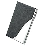 Bluecell Black PU Leather and Stainless Steel Business Name Card Case Holder