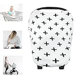 Multi-Use Nursing Breastfeeding Cover Baby Car Set Cover Canopy Shopping Cart Cover Swaddle Blanket for Infants Newborns Toddlers Shower Gift (cross-shaped)