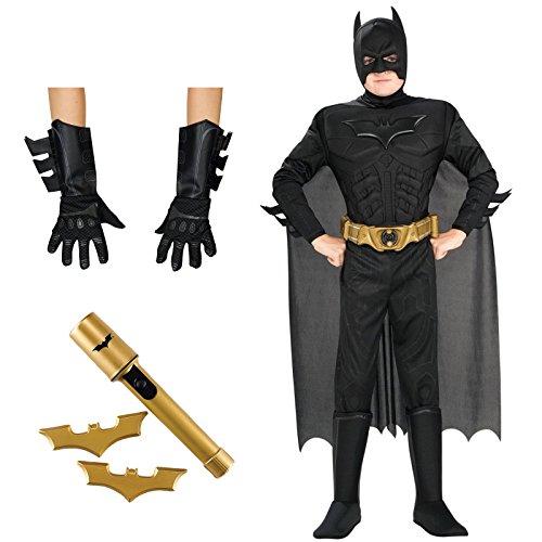 Batman Costume Bundle Set - Child Small - Includes Costume, Gloves, and Batarangs