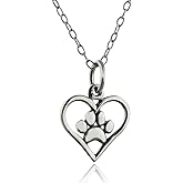 FashionJunkie4Life Sterling Silver Paw Print Necklaces for Women