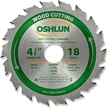 Oshlun SBW-044018 4-3/8-Inch 18 Tooth ATB Fast Cutting and Trimming Saw Blade with 20mm Arbor