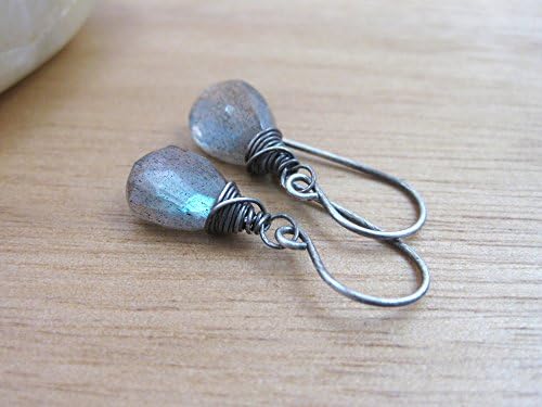 Labradorite Earrings Oxidized Sterling Silver