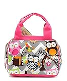 N. Gil Women and Children's Insulated Lunch Bag (Owl Grey/Hot Pink)